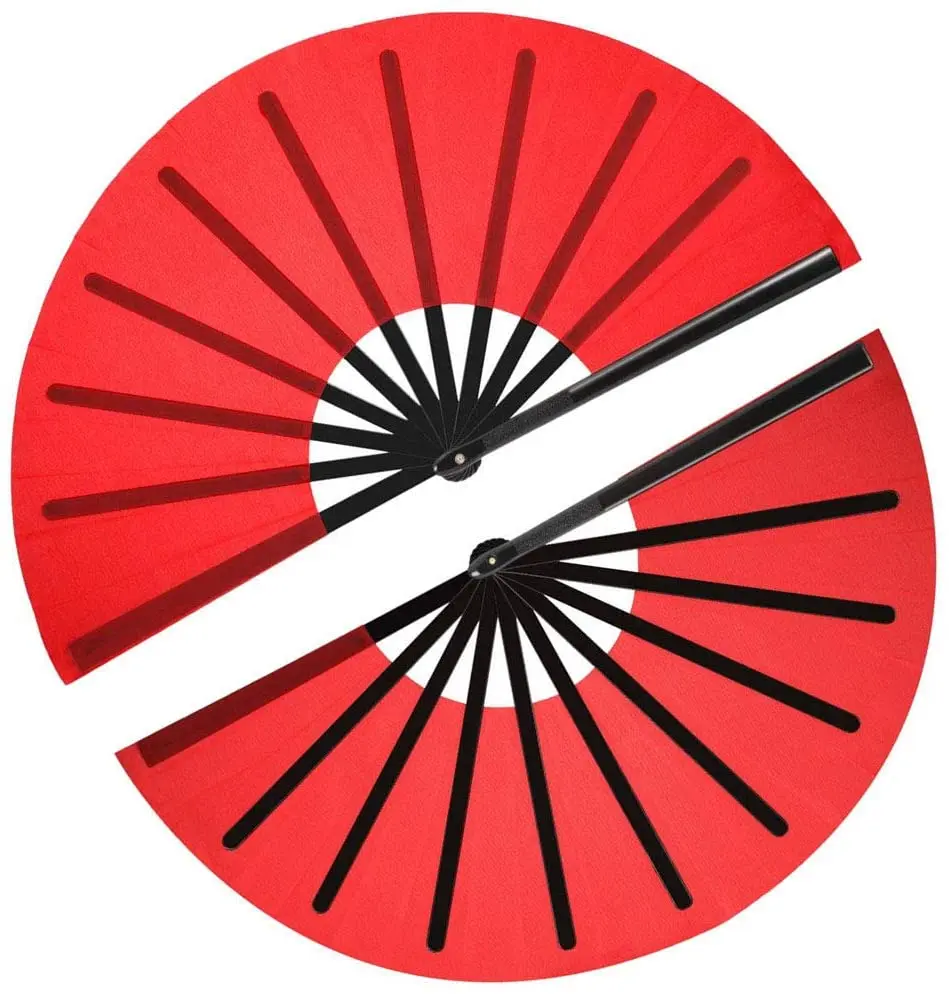 Folding Fan Hand Fan 2 Pack Large Folding Hand Fan Nylon-Cloth Vintage Retro Fabric Fans for Men/Women Festival Dance Gift Performance Decoration