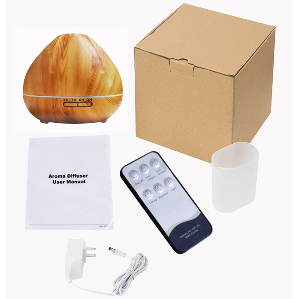 500ml Essential Oil Aroma Diffuser Wood Grain Sprayer Humidifier w/ 4 Timer for Yoga Home Office Bedroom 