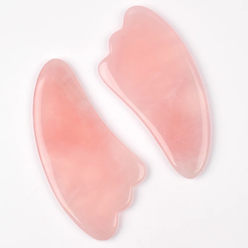 2 шт., лицевой Gua Sha скребок для кузова, натуральный розовый кварц, Guasha, доска, массажер для лица, спины, головы, спа, иглоукалывание, инструмент для снятия морщин