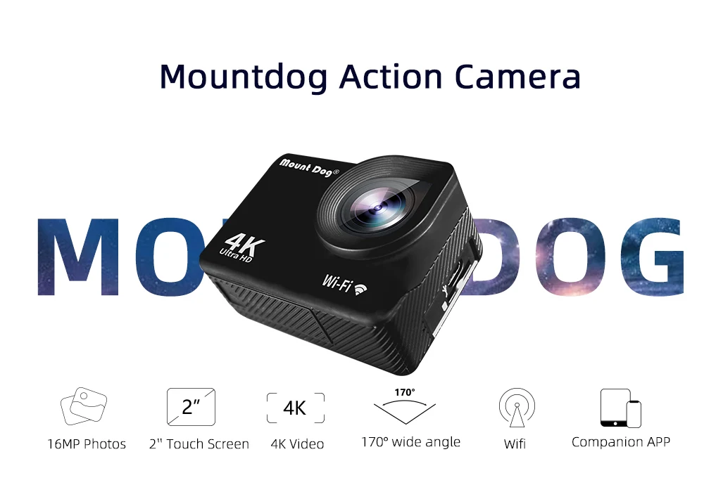 Mount tdog 4K экшн-камера HD с Wifi спортивная водонепроницаемая камера s видео Запись 30 FPS подводная камера