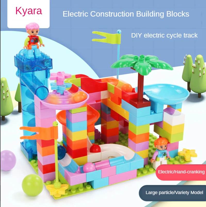 

Kyara Electric Blocks Building Funnel Slide Duploed Rolling Ball Building Blocks Race Run Blocks DIY Bricks Toys for Children