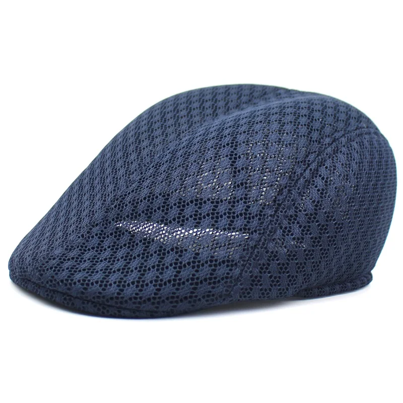 Ditpossible новые летние сетчатые кепки для мужчин дышащий плоский берет кепки gorras casquette hat - Цвет: navy