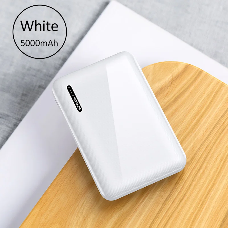 USAMS мини банк питания 10000 мАч портативный PD быстрая зарядка банк питания 10000 мАч USB повербанк внешний аккумулятор зарядное устройство для Xiaomi - Цвет: White 5000mah