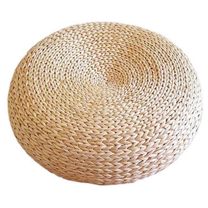 

Promotion! Japanese Style Handcrafted Eco-Friendly Padded Knitted Straw Flat Seat Cushion,Hand Woven Tatami Floor Cushion Corn M