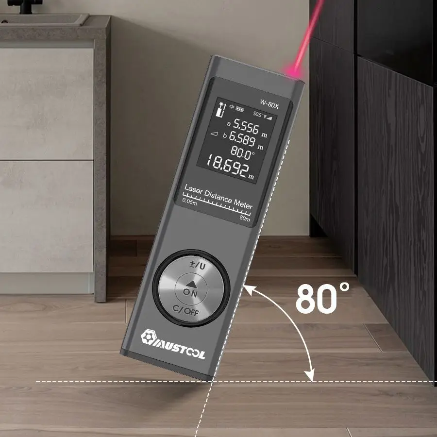 Medida de Volume Mini Digital Laser Rangefinder & Eletrônico Ângulo Sensor m – in ft Unidade Usb Pitágoras Modo Distância Área 80m