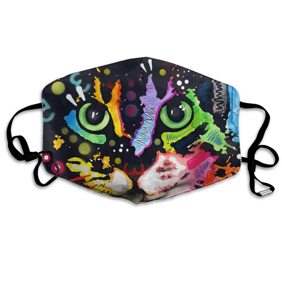 

Colorful Doodle Cat Washable Reusable Mask, Cotton Anti Dust Half Face Mouth Mask For Kids Teens Men Women With Adjustable Ear