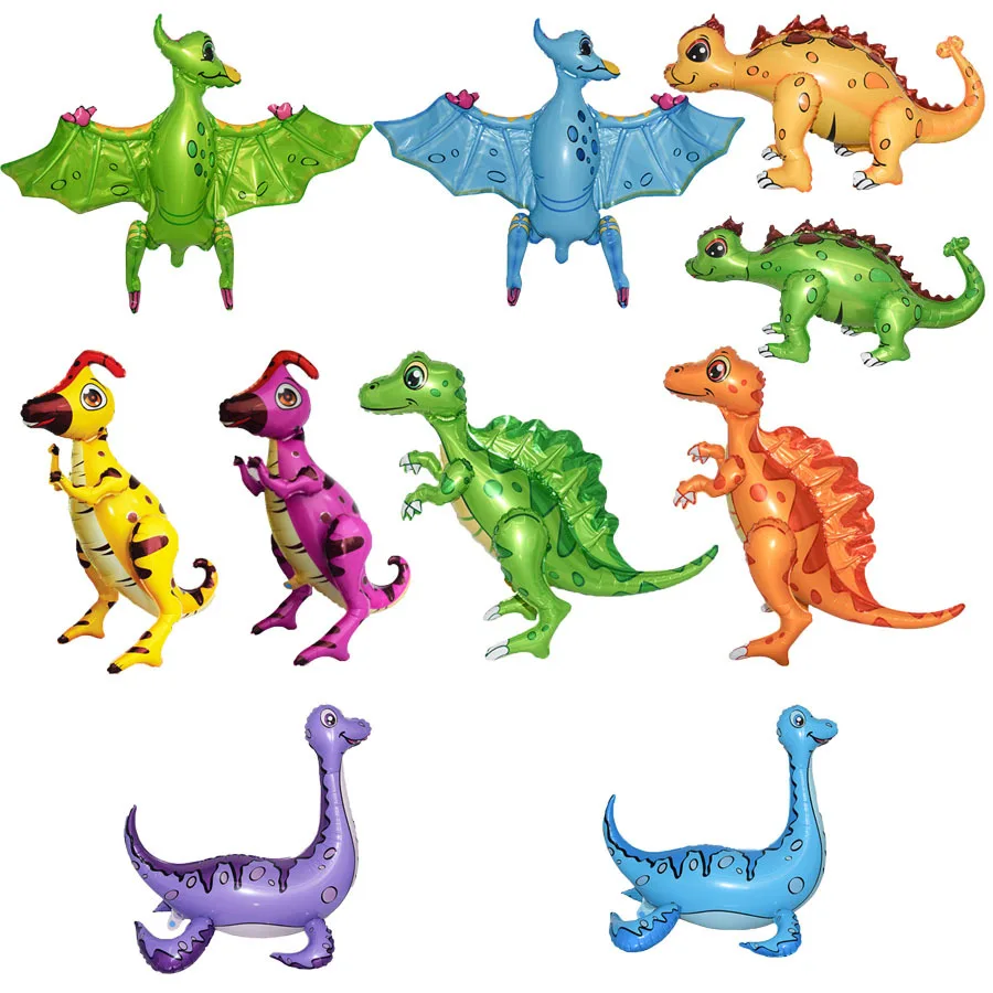 Зеленого цвета с принтом динозавра и Фольга воздушные шары днем рождения