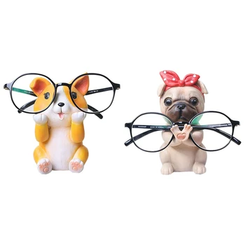 

2 Pcs Puppy Dog Glasses Holder Stand Eyeglass Retainers Sunglasses Display Cute Animal Design Gift, Corgi & Pug