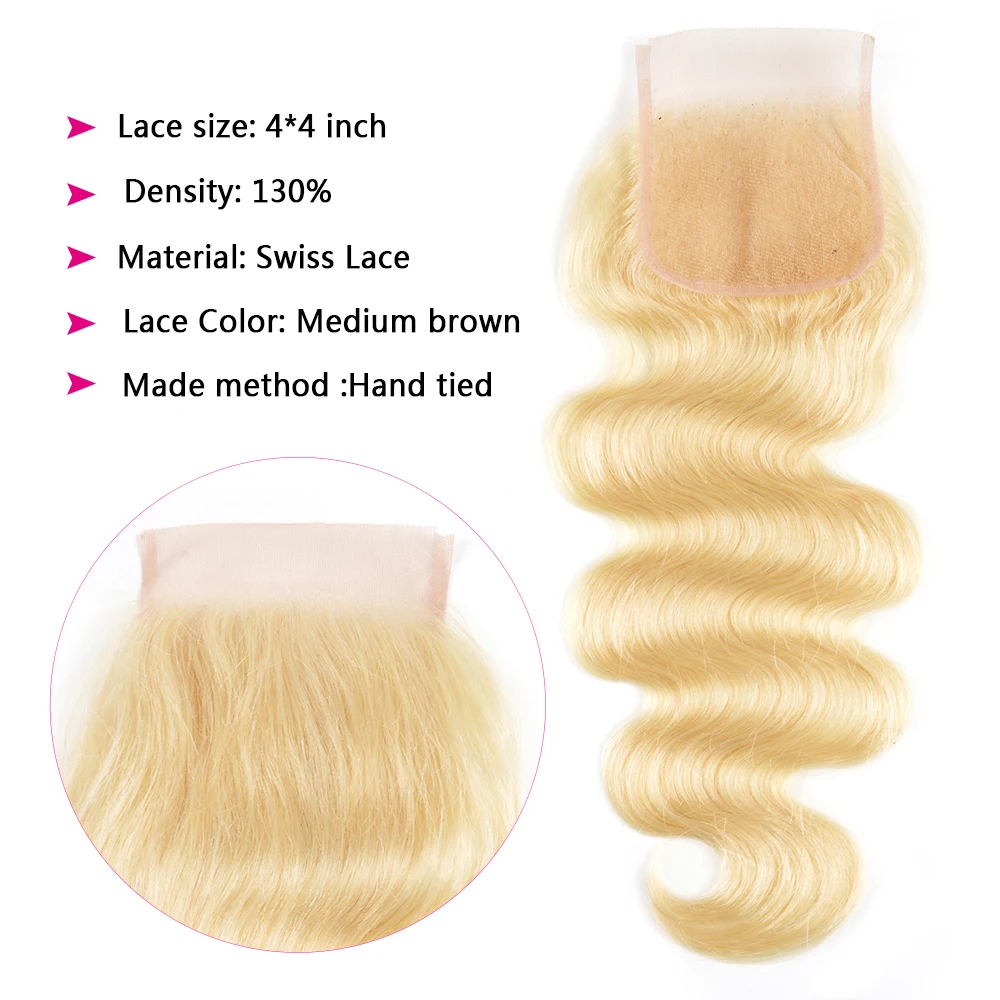 Накладные волнистые человеческие волосы Nadula 4*4, бразильские волосы, часть, на шнуровке, блонд, человеческие волосы remy