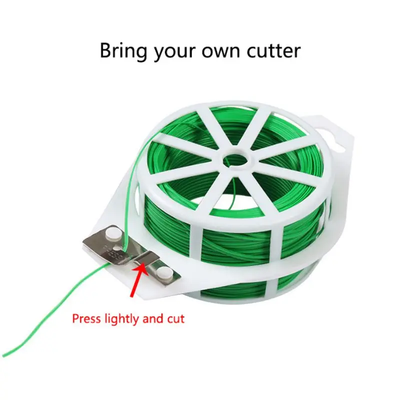 

20/30/50/100M Plant Twist Tie With Cutter Garden Coated Training Twist Wire String Tie Plant Support Green Coated Wire Cable