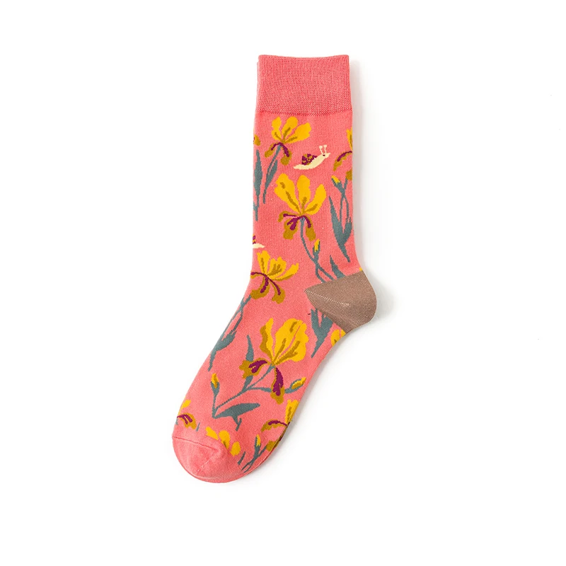 Изображение мулт героев, женский, Носки цветок, растение, свадебная брошь, Kawaii Смешные счастливые повседневная женская обувь коттоновые носки уличная катание носки Harajuku - Цвет: C36-6