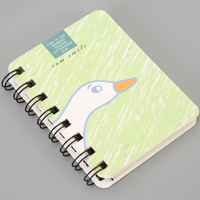80Page A7 Korea Cartoon Anime Coil Notebook Small Notepad Animal Rollover Office School Learn Supplies Mini Kawaii Diary Journal 1807