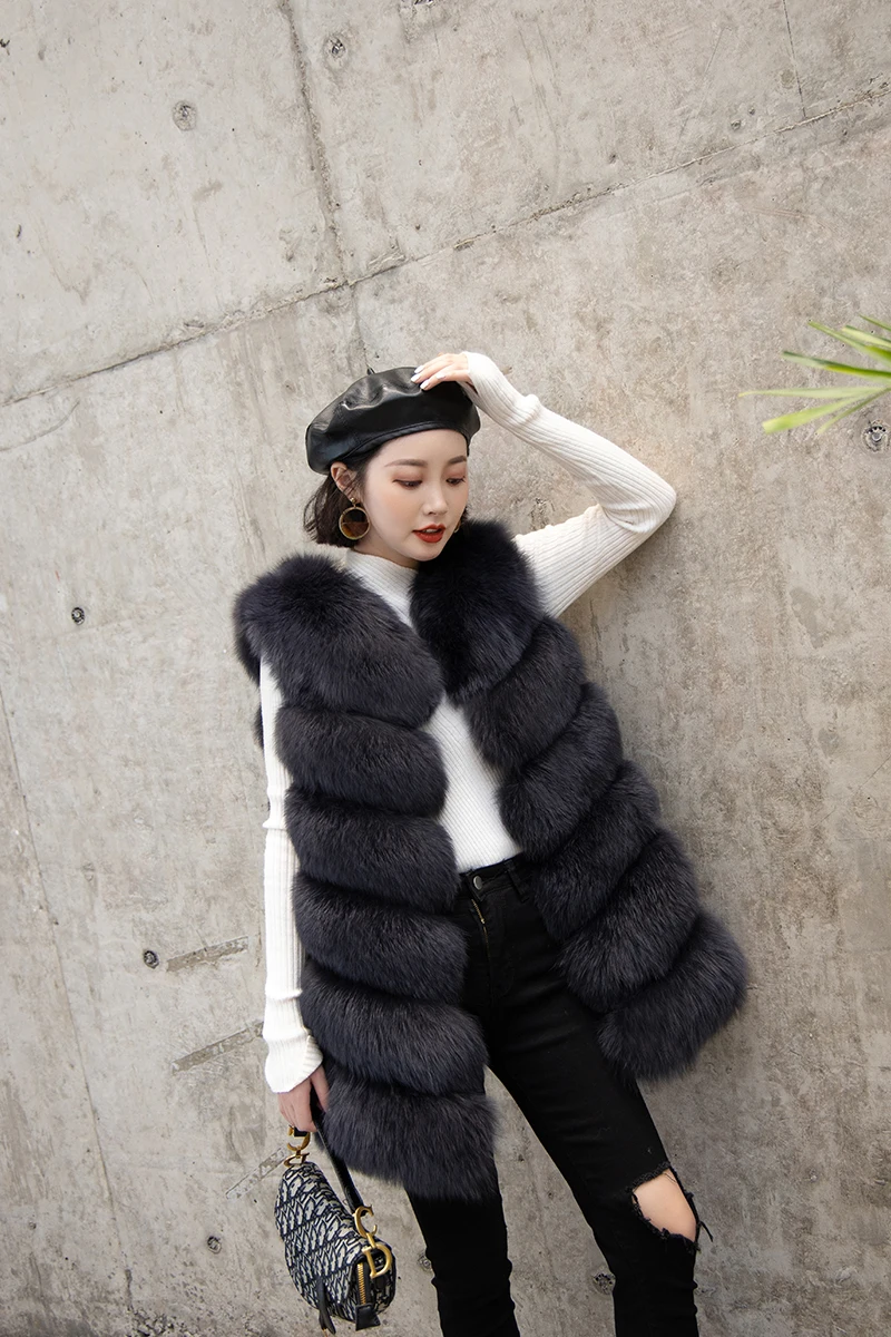 new real natural whole fur six-section fox vest ladies winter long warm fashion vest
