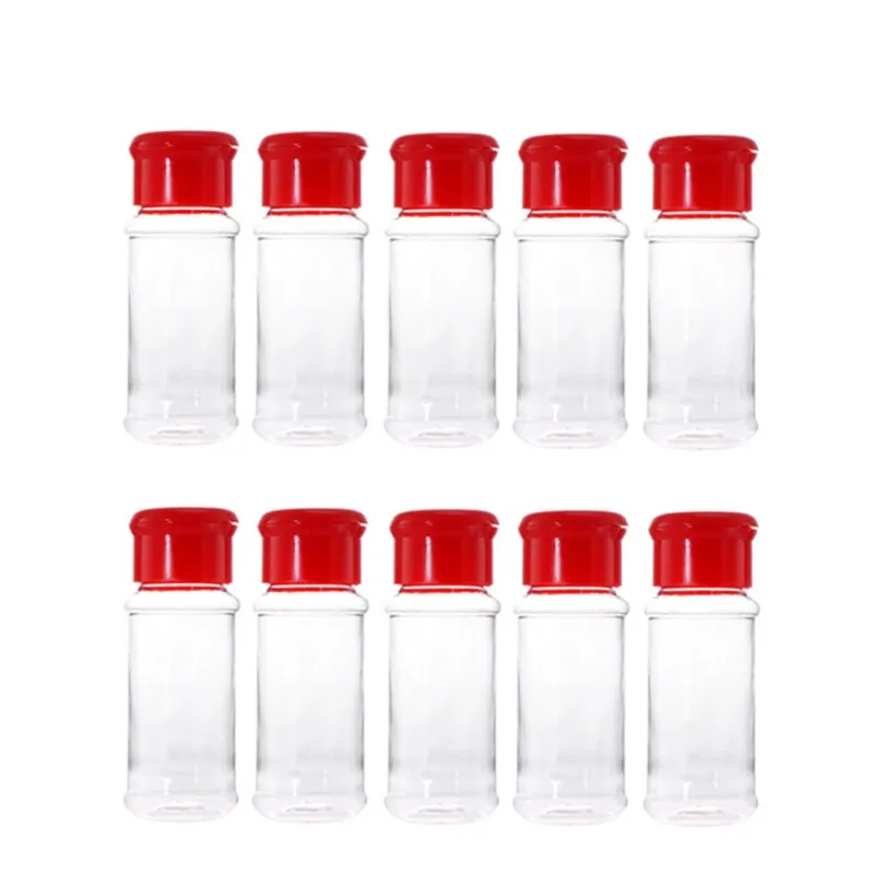 

10pcs / set 100ML Plastic Spice Salt Pepper Shakers Seasoning Jar Can Barbecue Condiment Jar Bottles Cruet Container Portable