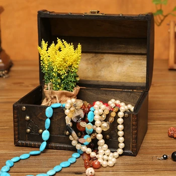 

Wooden Pirate Jewelry Storage Box Vintage Treasure Chest for Wooden Organizer