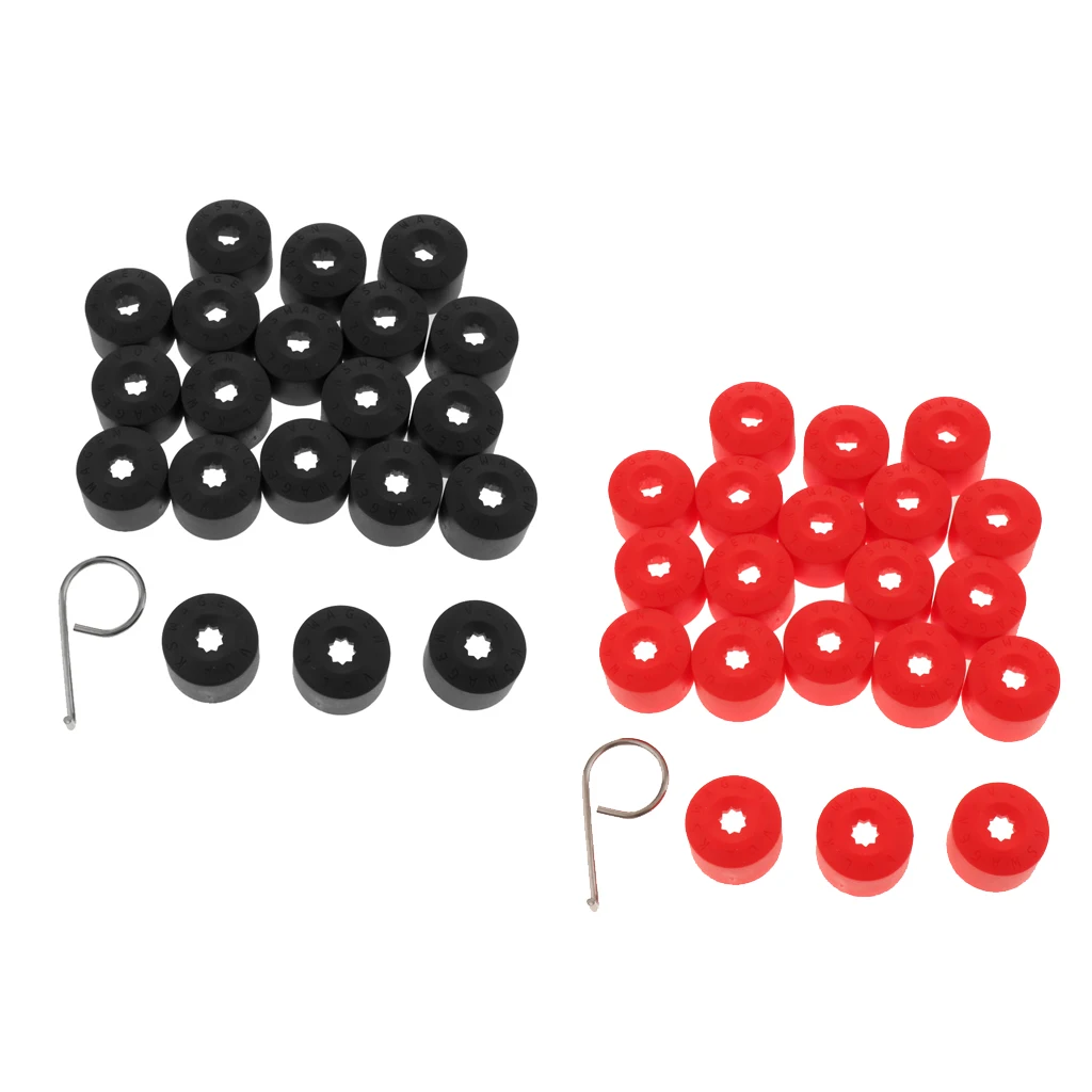 40 Pack 20mm Wheel Nut Bolt TireScrew Dustproof Covers Caps Red + Black with Tools DY