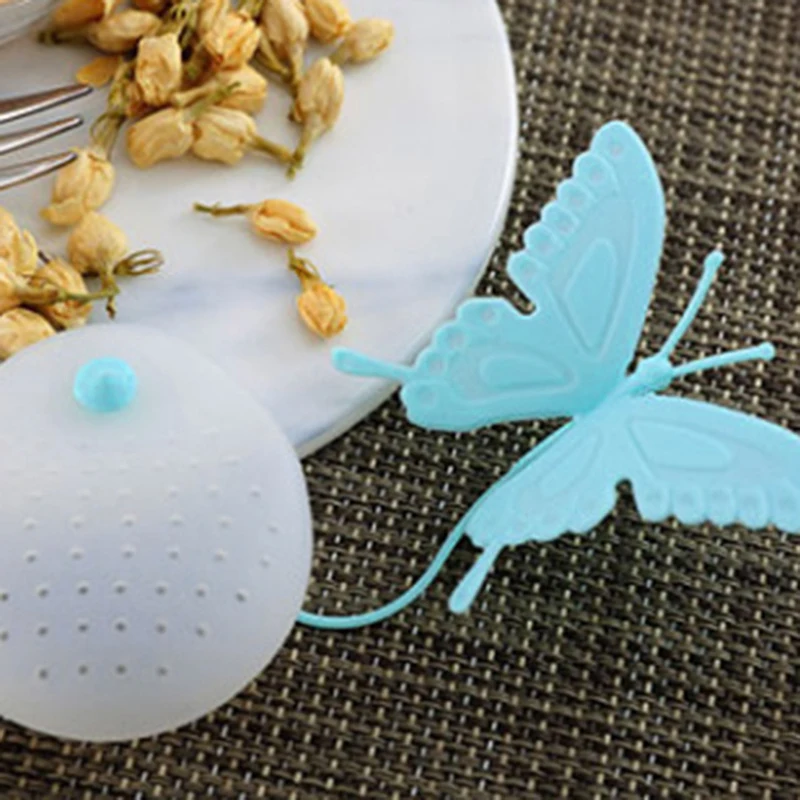 non-toxic Infuser Filter Butterfly Shaped Tea Strainer Silicone Reusable coffee fashionable 19*5*1cm
