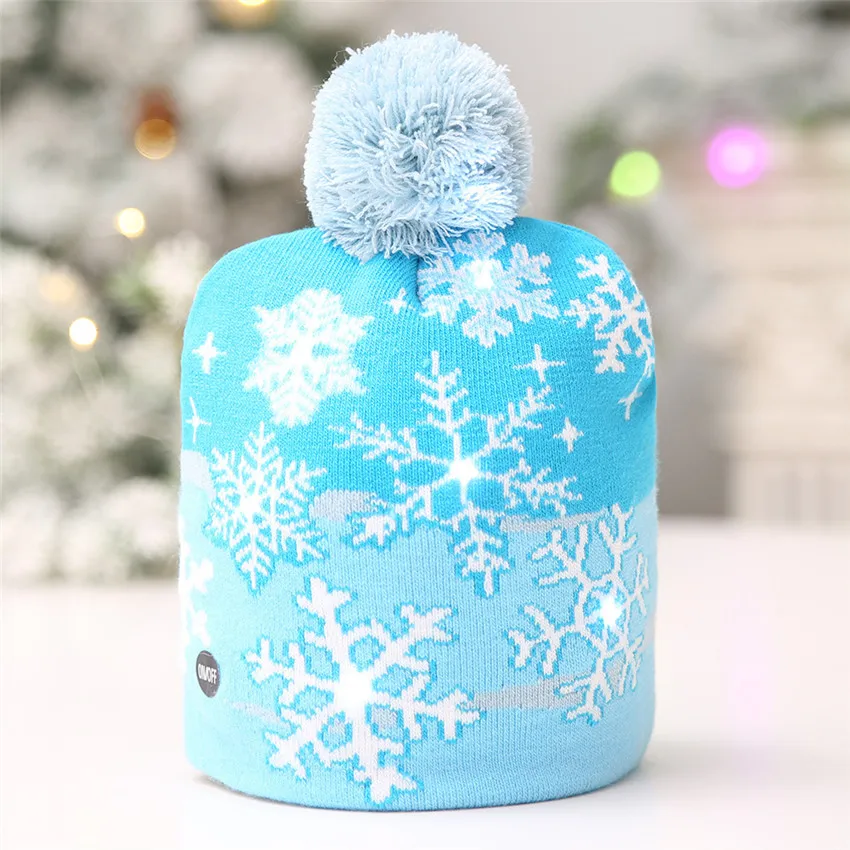 Светодиодный Рождественский головной убор, Рождественский свитер, Рождественская шапка, светильник на елку, вязаная шапка для детей, взрослых, Рождественская вечеринка
