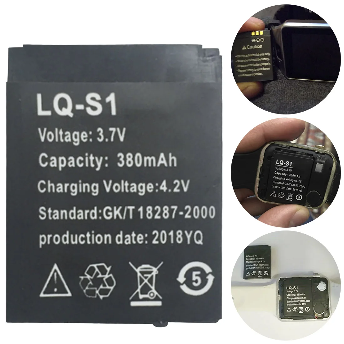 LQ-S1 3 7 V 380mAh батарея для умных часов аккумулятор DZ09 QW09 W8 A1 V8 X6 Universal | Электроника