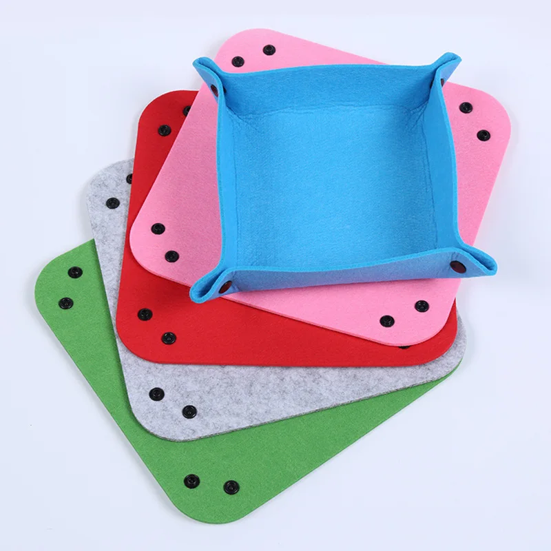 

25*25cm Square Felt Foldable Storage Box Tray Baskets Sundries Holder for Dice Table Games Key Coin Box Tray Home Party Supply