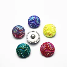10 unids/lote de resina de 18mm de colores cachemir broche botón Chams apto DIY jengibre Snap pulsera collar de joyería(China)