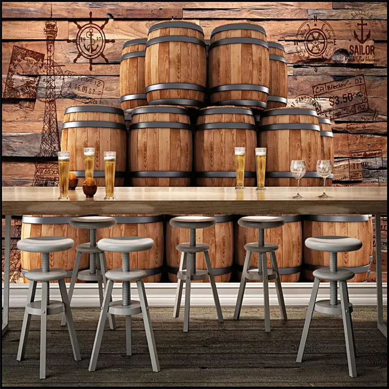 Европейский и американский стиль ретро деревянные или кирпичные стены ковбой пиво Настенные обои 3D Ресторан Бар KTV винные стены Декор фрески - Цвет: 16313129