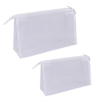 

Simple Travel Portable Cosmetic Bag Large Capacity Nylon Mesh Wash Bag Toiletry Storage Bag White Large Capacity Cosmetic Bag