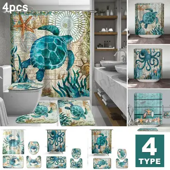 

180X180CM Animal Ocean Moldproof Waterproof 3D Thickened Bathroom Bath Shower Curtain Eco-friendly With Ring Hooks