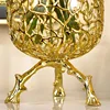Creative glass vase Golden bracket Branches Hollow high feet Transparent hydroponic flower arrangement Metal crafts Flower vase 4