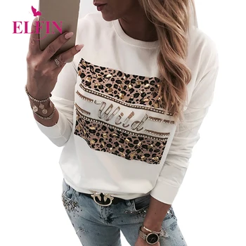 

Spring White Long Sleeve Shirt Women Harajuku Print Leopard Casual Tee Shirt Femme Korean Clothes 2020 SJ5094R