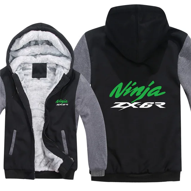 Для мотоцикла Кавасаки, ниндзя, ZX-6R, толстовки, мужские, на молнии, пальто, флис, утепленные, человек, ниндзя, ZX-6R, толстовка, пуловер