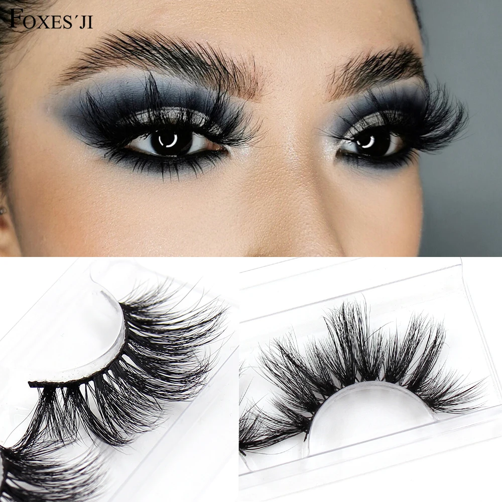 

FOXESJI Eyelashes 5D Mink Eye Lashes Fluffy Cross Thick Volume Dramatic Full Mink False Eyelashes Eyelash packaging box Makeup