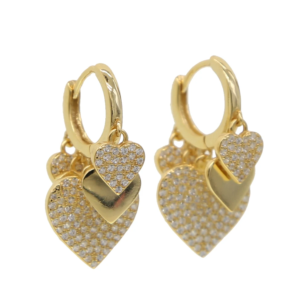 heart gold Горячая Распродажа, дропшиппинг, мини-обруч, висячие, очаровательные серьги с фианитами, мощеное сердце, цветок, cham серьги для женщин, женские свадебные серьги, подарок - Окраска металла: heart gold