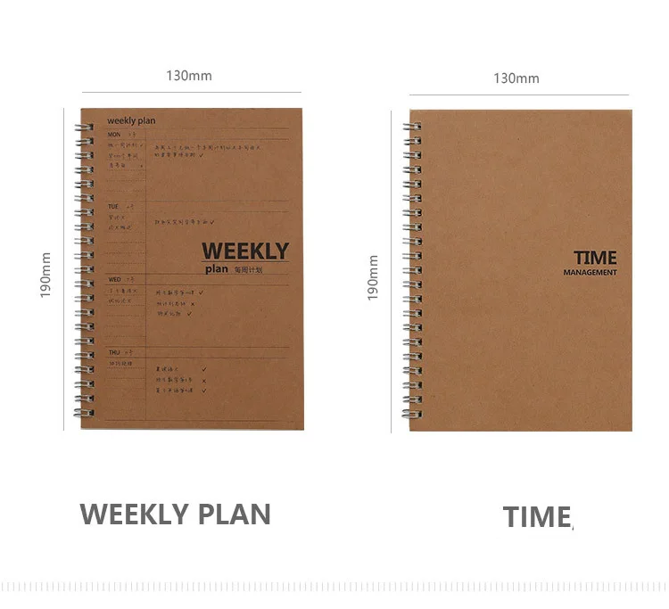 Agenda Retro Coil Notepad Daily Weekly Monthly Planner Organizer PP Cover Time Memo Notebook School Office Stationery