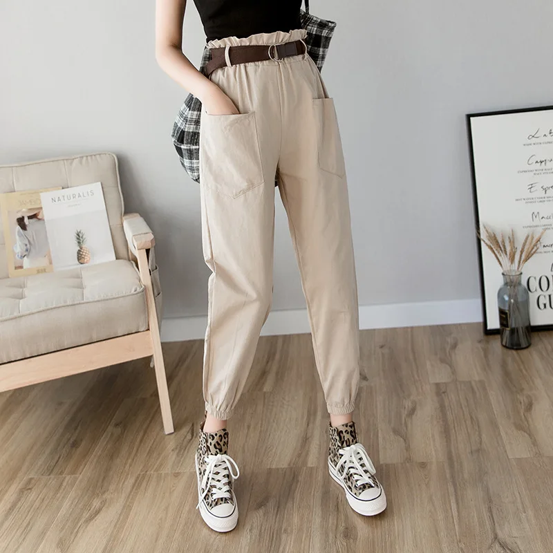 

Women pants 2019 spring summer fashion female solid high waist loose harem pant pencil trousers casual cargo pants streetwear