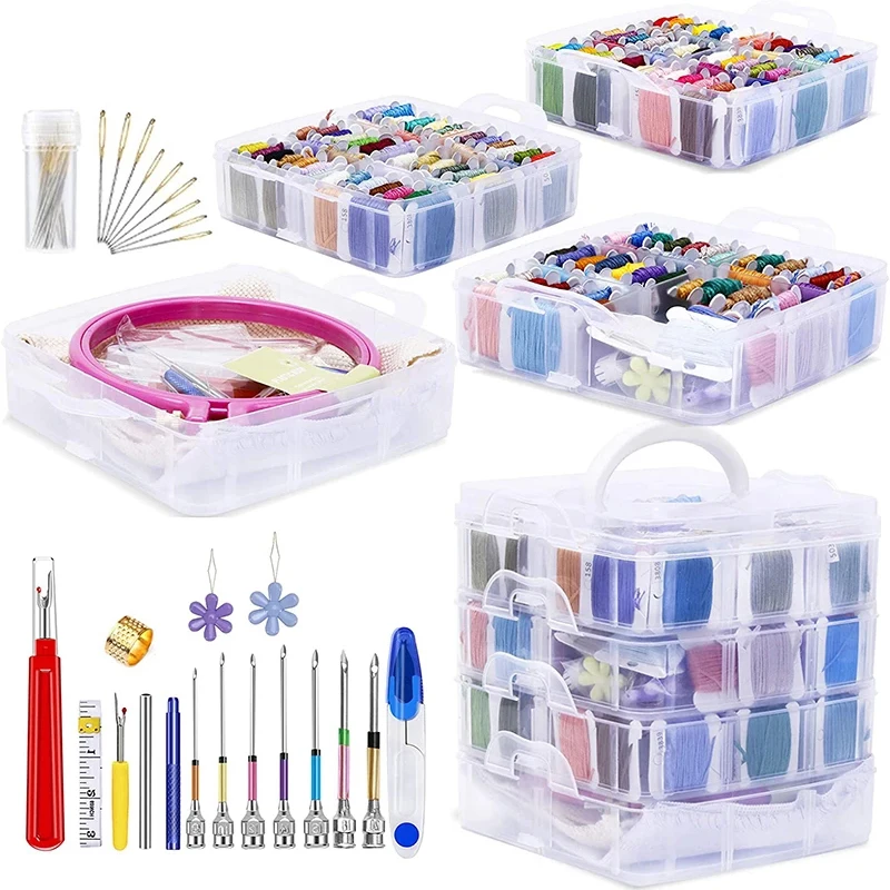 

Стартовый Набор для вышивки LMDZ, инструмент для пробивки игл с нитью для вышивки, Шпульный ящик для хранения нити для вышивки