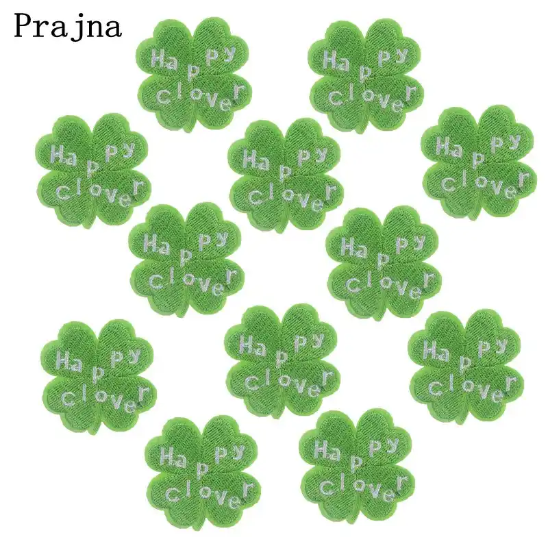 Prajna 10pcs Four Leaf Clover Patch Iron On Patches Cartoon Badges Sew Applique Cheap Embroidered Patches For Clothing Wholesale Aliexpress
