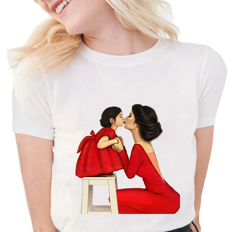 

Super Mama Tshirts Femme Summer Short-Sleeve mother custom Print T Shirt Harajuku Casual Women clothing Tees white female Tops