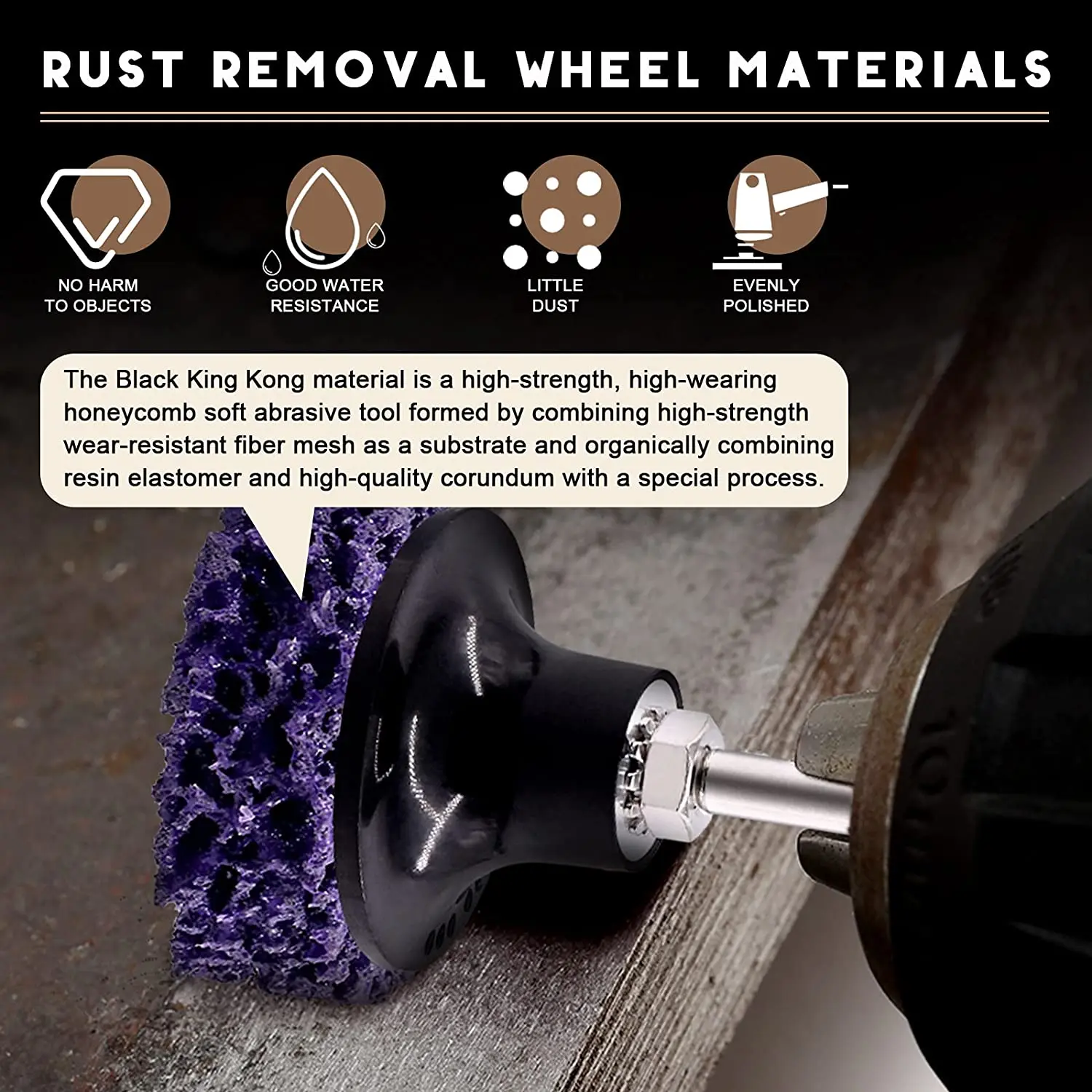 15Pcs Inch Quick Change Poly Strip Disc with 1/4'' Holder Rust