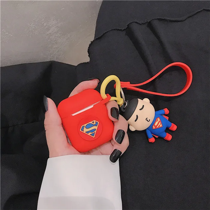 Мягкие силиконовые bluetooth наушники чехол для Airpods аксессуары защитный чехол милый мультфильм Человек-паук Железный человек противоударные чехлы - Цвет: 05