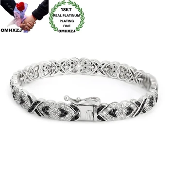 

OMHXZJ Wholesale BA150 European Fashion Woman Girl Party Birthday Wedding Gift Simple Heart AAA Zircon 18KT White Gold Bracelet