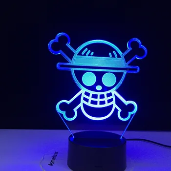 

ONE PIECE LOGO Kids Night Light Led Touch Sensor Colorful Nightlight for Child Bedroom Decoration Cool Desk Anime 3d Lamp Gift