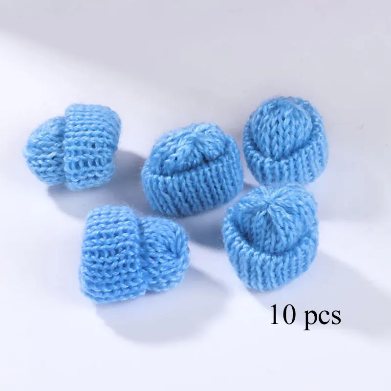 10Pcs Color Knitting Wool Mini Hats Creative DIY Craft Supplies Cute Colorful Headwear Garment Dolls Decoration Accessories