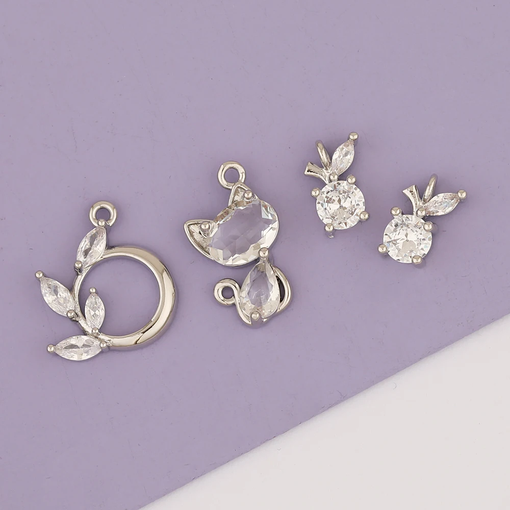 

WHSOK 50Pcs Choose/CZ Charms/Jewelry Accessories/DIY Making/Rhodium Earrings Pendant/Hand Made/Jewelry Findings & Components