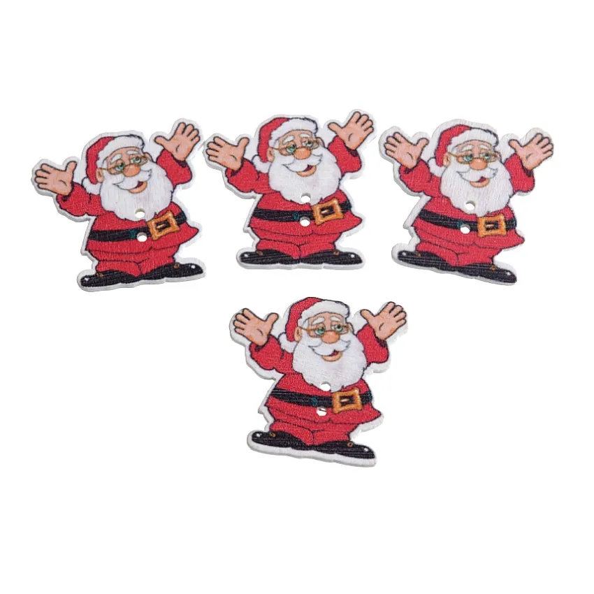 Retail For Diy 10Pcs Mixed 2 Holes Santa Claus Christmas Wood DIY Sewing Buttons Scrapbooking 36x35mm F0200 | Дом и сад