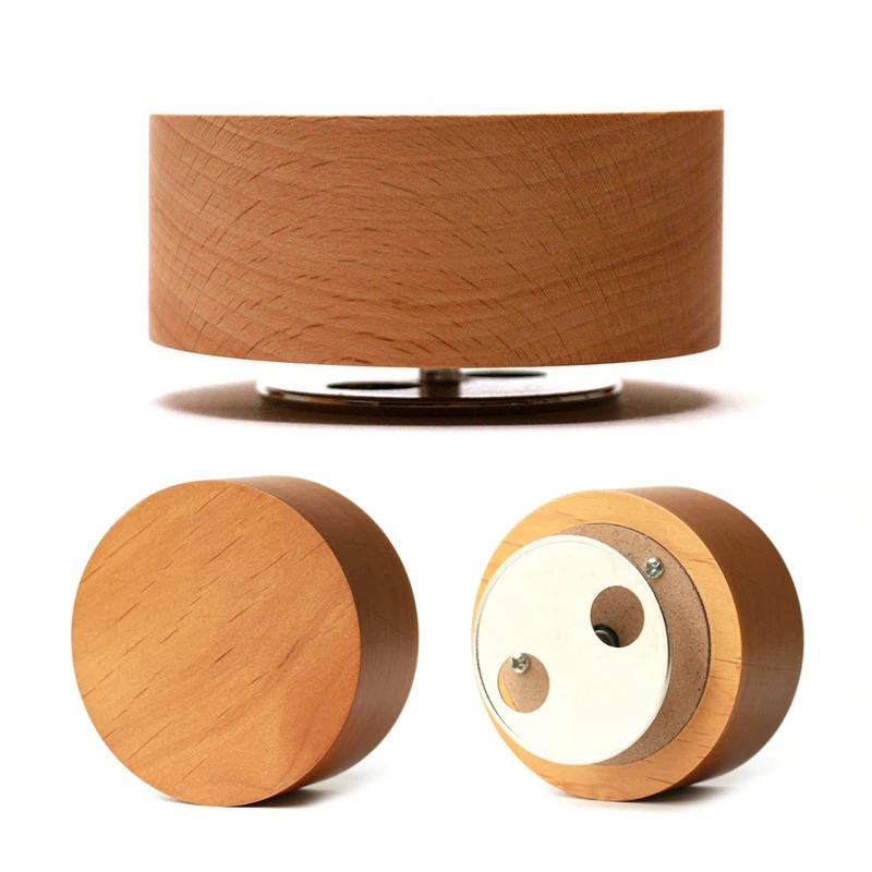 

Maple Crafts DIY Christmas Gift Vintage Home Decoration Accessories Clockwork Rotation Round Base Musical Boxes Wooden Music Box