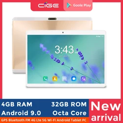 CIGE – tablette PC Android 9.0 de 10 pouces, Octa Core, 4 go de RAM, 32 go de ROM, 4G LTE, appel téléphonique, 6000mAh, double 2.4G 5G, Wifi, GPS, FM 10.1 
