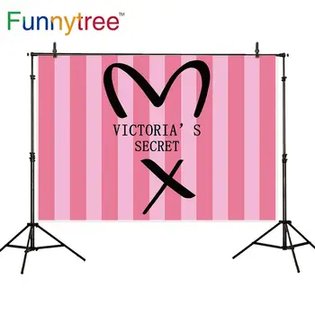 

Funnytree Pink Heart Secret backdrop Stripes Birthday Party Victoria's Background Girls selfie photophone Photozone Home Decor