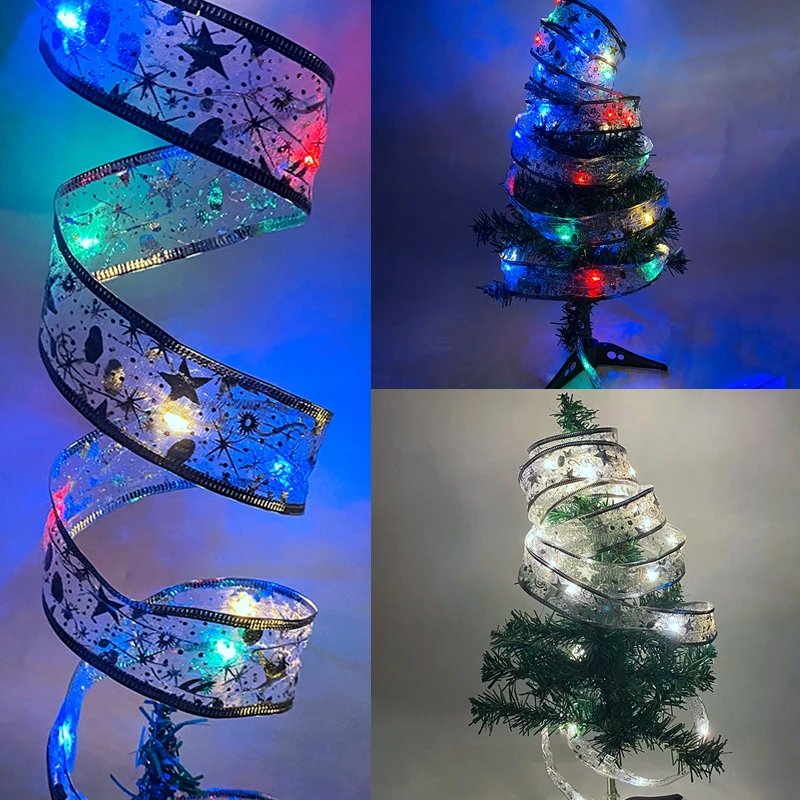 4M 40 LED Ribbon Fairy String Lights Christmas Tree Bow Party Gift Wraps Decor 