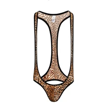 Сексуальные мужские комбинезоны леопардовые сексуальные пижамы открытый комбинезон с подтяжкой ягодиц Lungewear тело чулок мужской комбинезон борется формирователь гей комбинезон